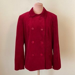 Liz Claiborne Red Corduroy Pea Coat